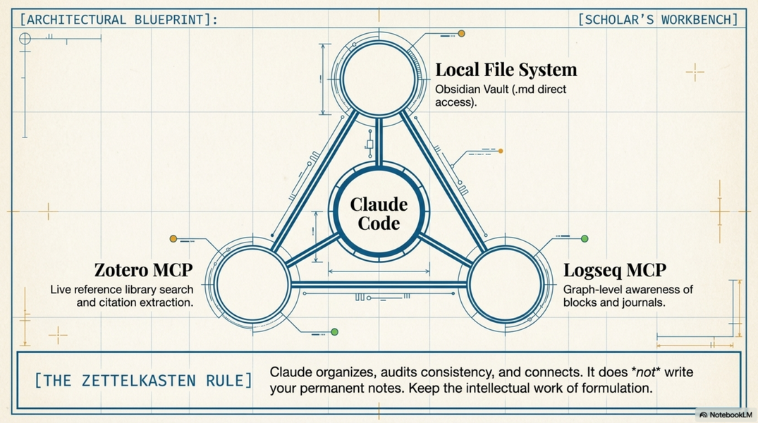 Claude Code hub with Zotero Logseq MCP